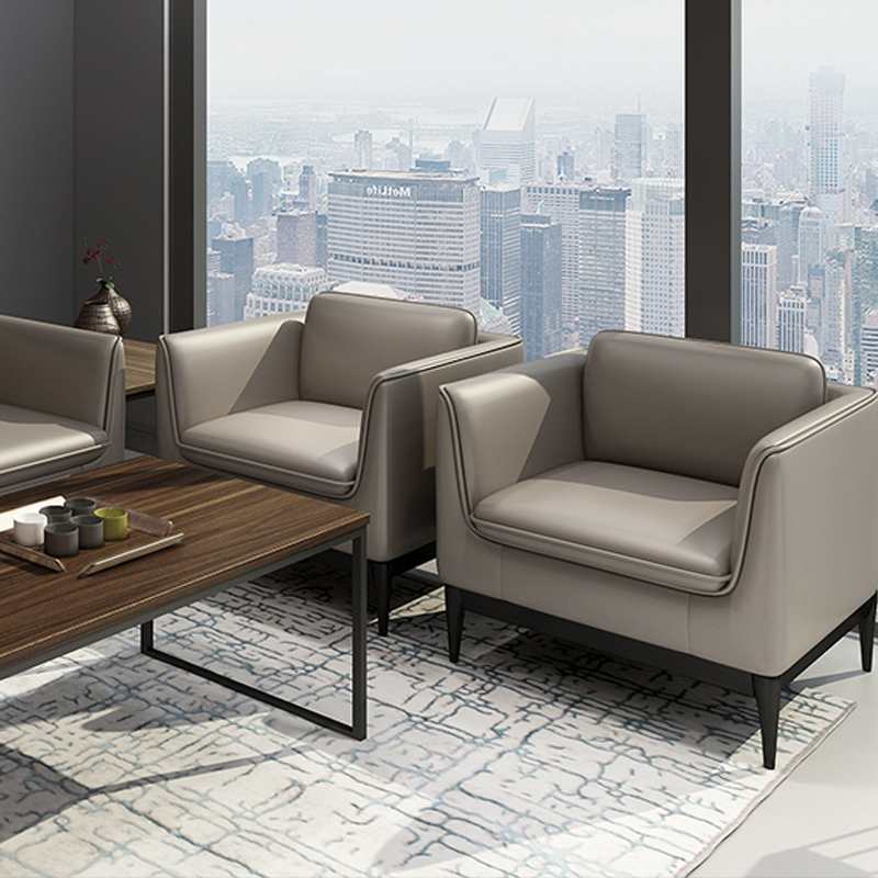 迪欧办公沙发茶几装简约现代三人位商务会客洽谈接待室沙发