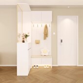 入户转角玄关柜柜一体现代玻璃屏风客厅鞋 柜带坐凳置物柜