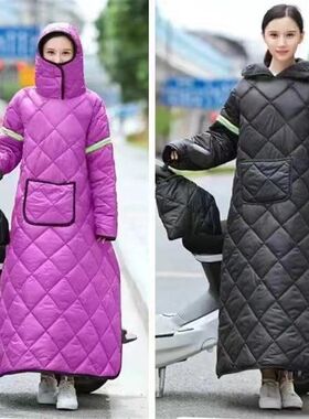 电动挡风衣被男女加厚保暖加绒冬季防寒防水帽摩防风衣