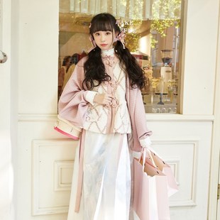 十三余小豆c蔻儿[粉梅糖果]格纹印花比甲对襟衫马面裙明制汉服女