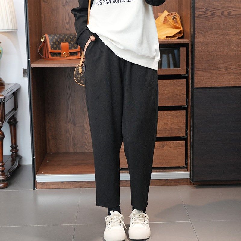 加肥黑色九分哈伦裤大码女胖mm秋季松紧腰弹力萝卜裤休闲显瘦裤子,女装/女士精品,大码裤装,淘宝优惠券,粉丝福利购,淘宝优惠卷