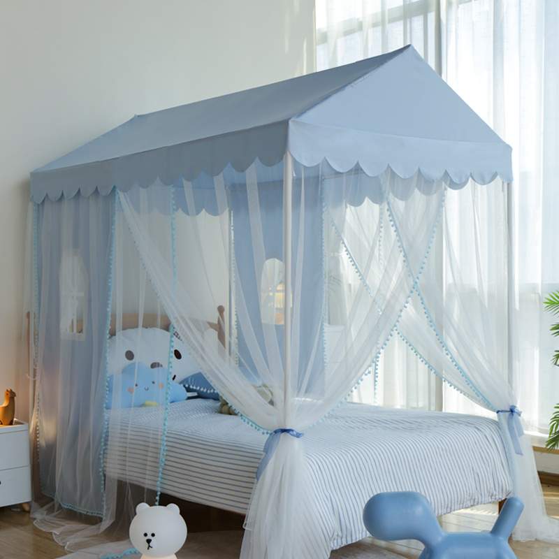 新款家用卧室蚊帐 落地式新型房子床帘蚊帐 遮光儿童床蚊帐男女孩