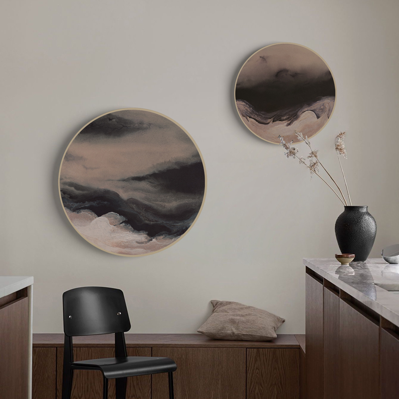 现代简约客厅沙发背景墙装饰画酒A店玄关壁画卧室床头抽象圆形挂图片