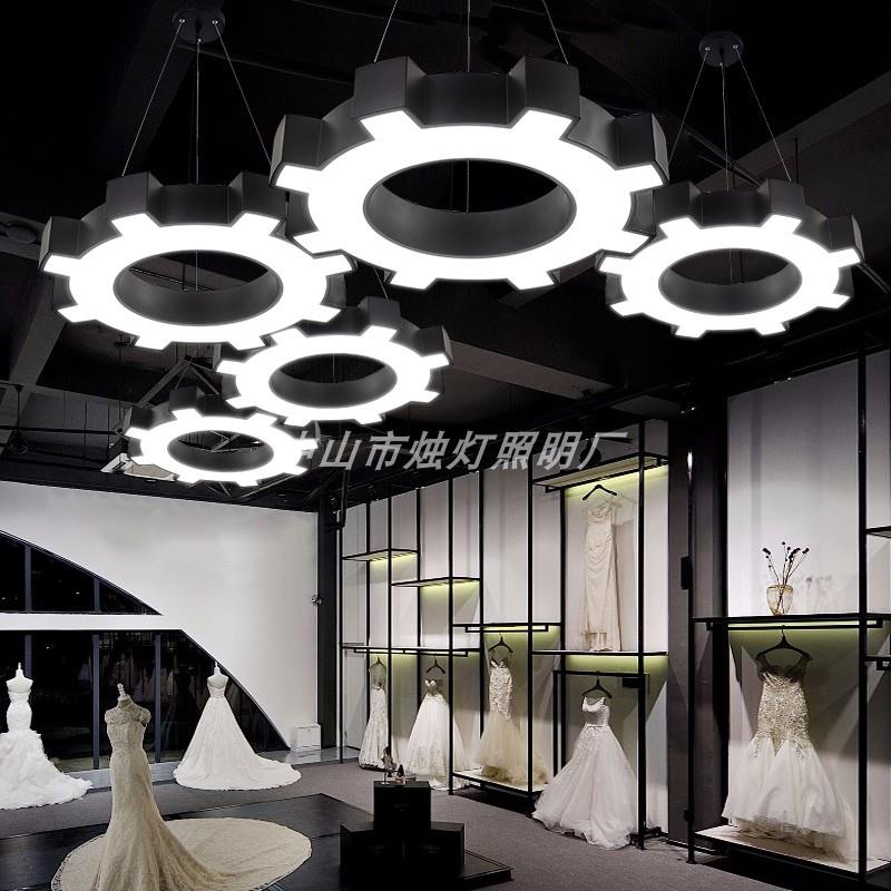 led工业风齿轮造型吊灯汽车美容店灯汽车维修店灯办公室健身房灯