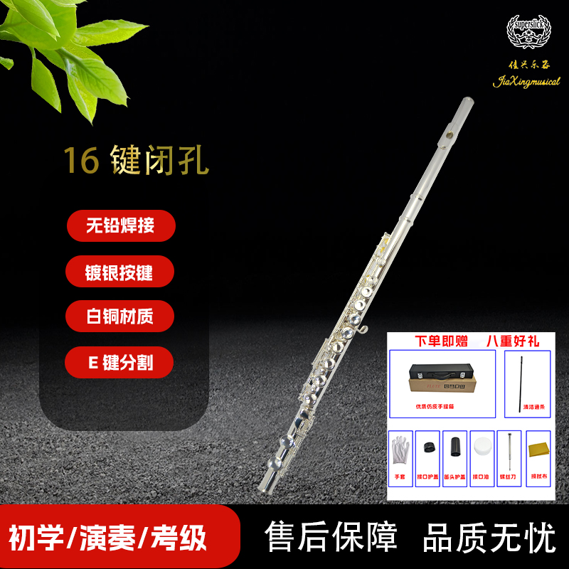 长笛闭孔镀银 镀镍 演奏级长笛 初级中级银智能