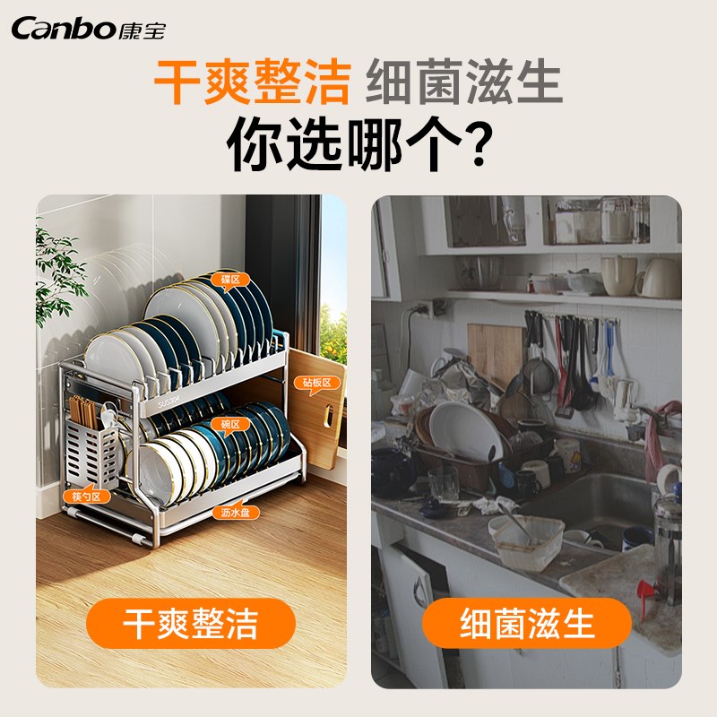 康宝不锈钢碗碟收纳架沥水碗盘架放碗碟子盘子碗筷碗架碗柜沥水架