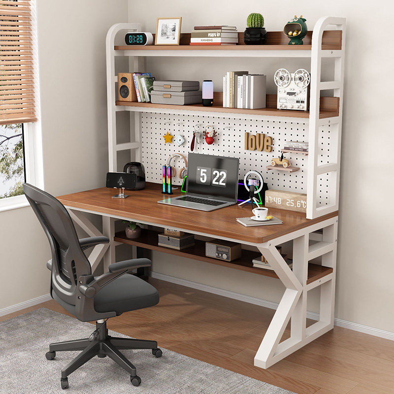 电脑桌学生洞洞板书桌书架一体式工作台家用学习桌台式实木办公桌,住宅家具,电脑桌,淘宝优惠券,粉丝福利购,淘宝优惠卷