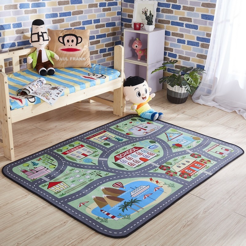 儿童客厅男孩游戏公路书房地垫交通定制幼儿园床边毯房间卧室地毯