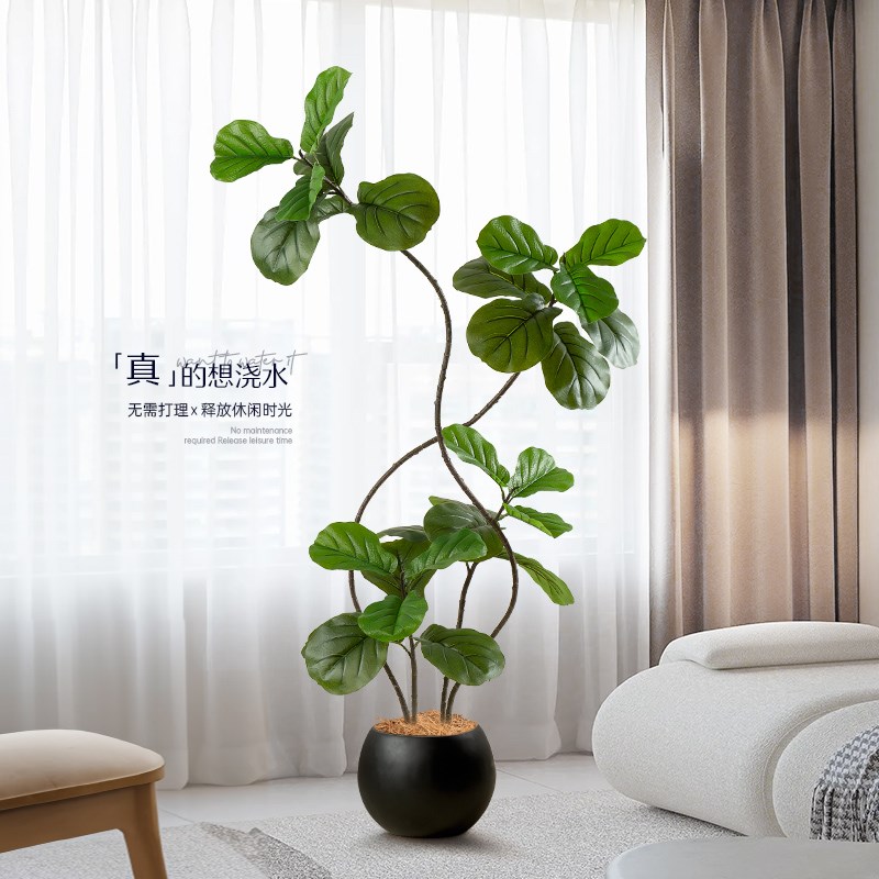 仿真琴叶榕客厅沙发边绿植大型落地装饰摆件室内仿生植物假树盆栽