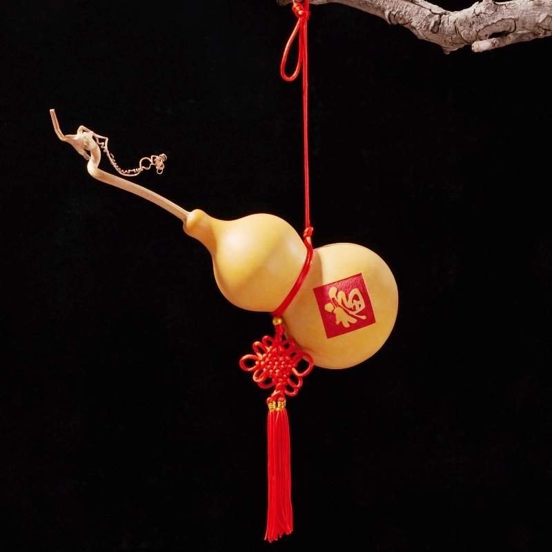 风中国结水文玩福字开口特大小葫芦挂件门口家居摆饰天然木葫胡芦