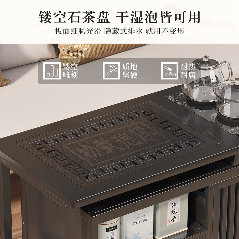 家用茶台茶车烧水壶移动小茶桌一体茶水柜带轮非实木茶边几功夫盘