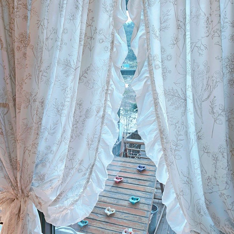 法式复古小帘子遮挡客厅房间布置窗帘荷叶边半遮光帘纱帘拉帘,居家布艺,柜类遮挡帘,淘宝优惠券,粉丝福利购,淘宝优惠卷