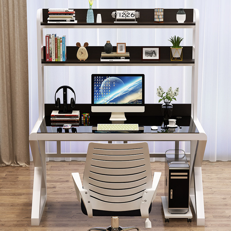 电脑桌台式家用现代经济型书桌书架一体桌办公写字桌,住宅家具,电脑桌,淘宝优惠券,粉丝福利购,淘宝优惠卷