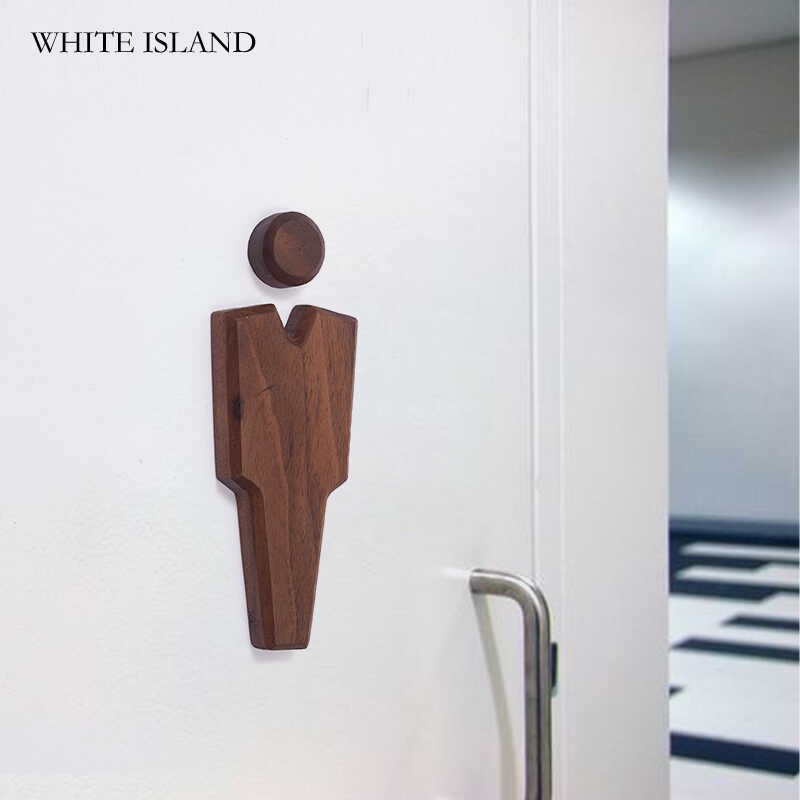 创意定制桃实木男女厕所标牌卫生间标识洗手间指示牌个性