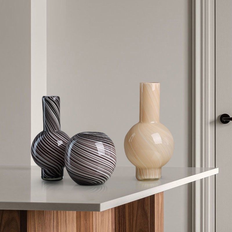 彩色条纹手工玻璃瓶现代器样板房软装工艺品客厅台面,家居饰品,花瓶,淘宝优惠券,粉丝福利购,淘宝优惠卷