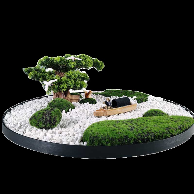 餐桌中间摆花圆桌转盘花饭店装饰品高端饭店饭厅微缩景观摆台