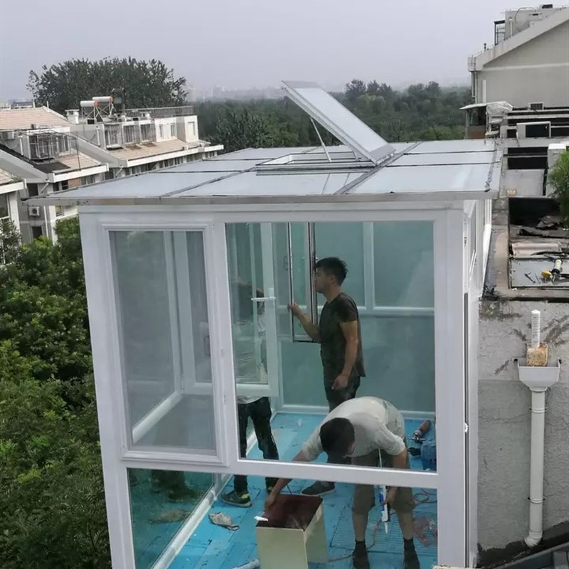 深圳断桥铝合金不锈钢夹胶钢化玻璃温室遮阳屋顶露台雨棚封阳台