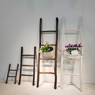 杂木小梯子装饰摆饰幼儿园布置拍照道具民宿衣帽架天然干树枝楼梯
