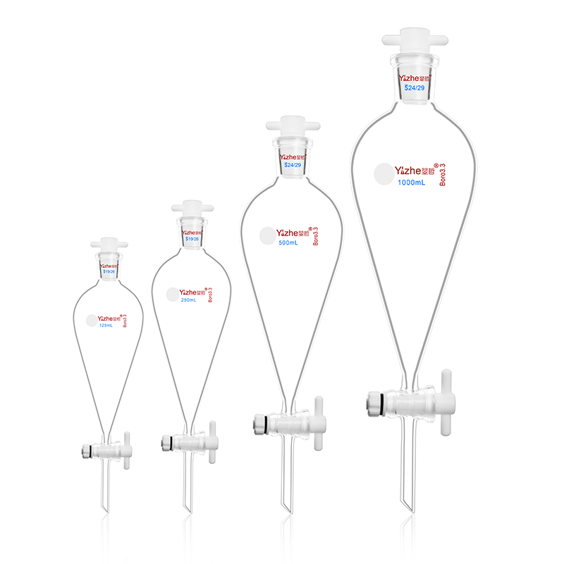 玻璃梨型 分液漏斗 加厚 全四氟活塞 25 60 250 500 1000 2000ml