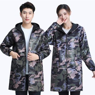 。防风长袖防雨衣油污拉链带帽防水外罩衣围裙男女士加厚工作服