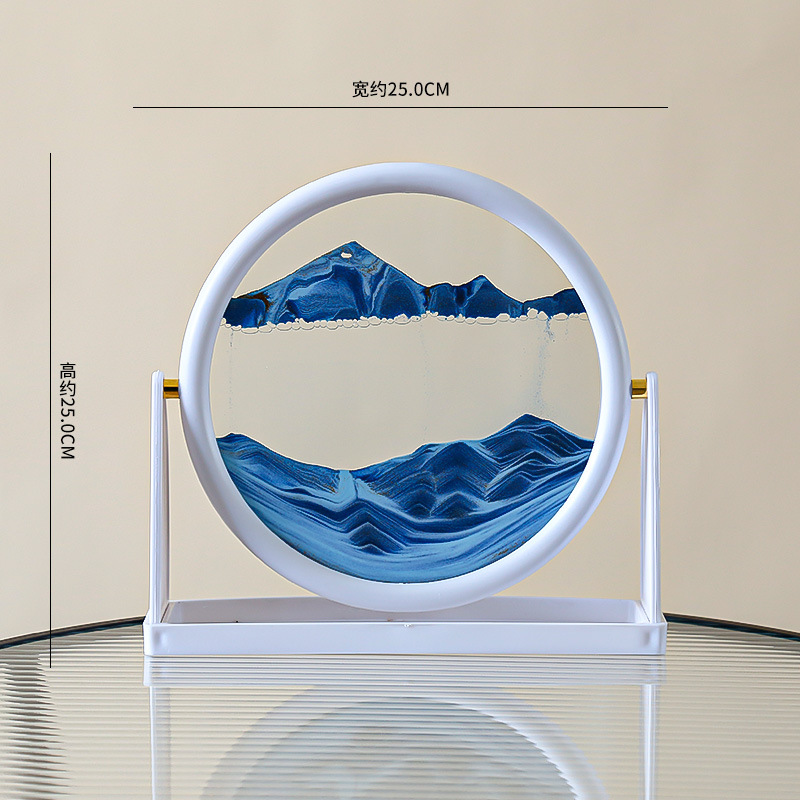 流沙画圆形风景玻璃摆件摆放创意时尚艺术液体沙漏简约装饰大号图片