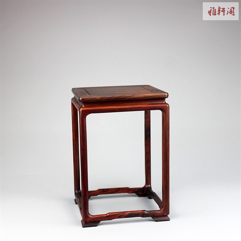 红酸枝老红木明式正方高几奇石玉器摆件花瓶花微型盆景底座小花架