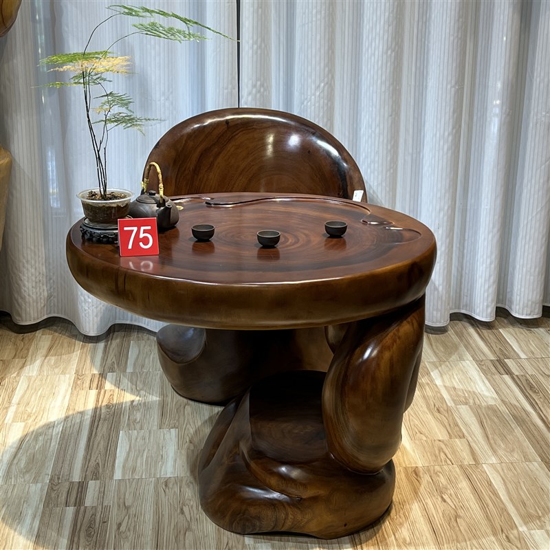 根雕茶台实木家用阳台泡茶桌天然胡桃木根雕茶几小茶桌木雕树茶台