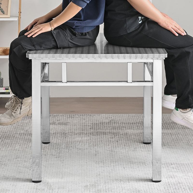 不锈钢餐桌多功能饭桌家用正方形加厚方桌层八仙桌棋牌烤火桌子