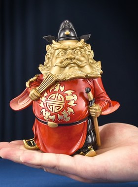 铜掌柜钟馗黄铜天师福神钟馗送福小号铜像家居桌面装饰工艺品