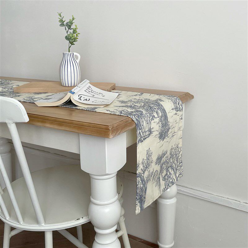 茹伊印花】in风法式复古高级感桌旗餐边柜餐桌茶桌盖布床旗