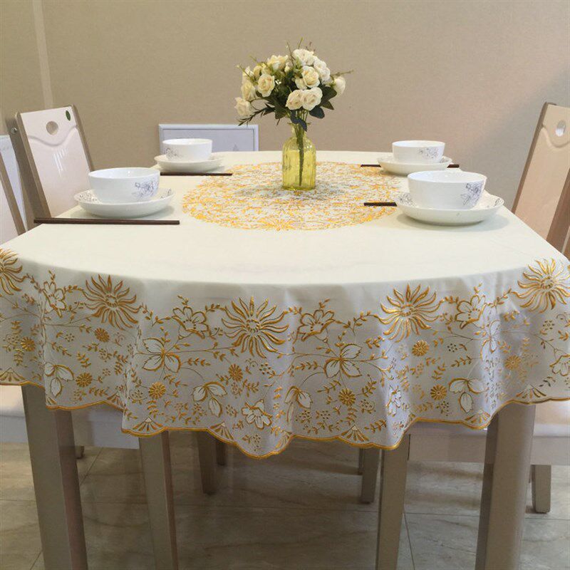 pc台布欧式椭圆形桌布茶几折叠餐桌布防水防油防烫免洗田园桌垫