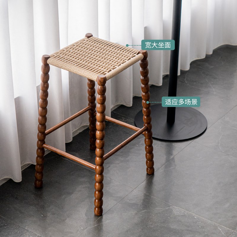 关于白复古家用高脚椅现代餐厅咖啡厅休闲吧台椅子设计师编织吧椅