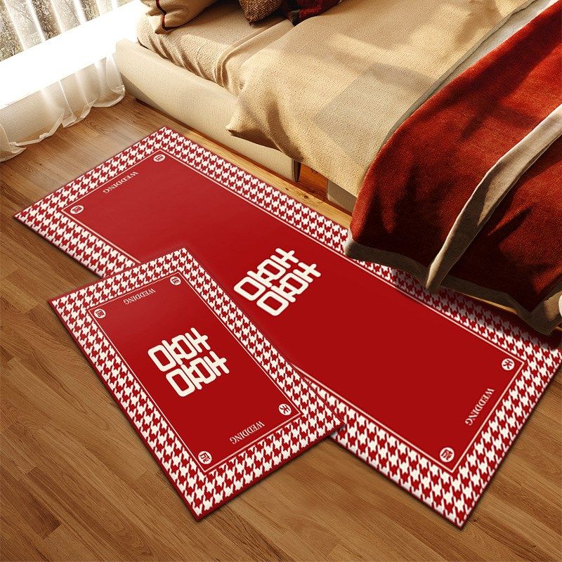 结婚喜庆入户门地垫高档 婚庆红色喜字水晶绒地毯,居家布艺,床边毯,淘宝优惠券,粉丝福利购,淘宝优惠卷