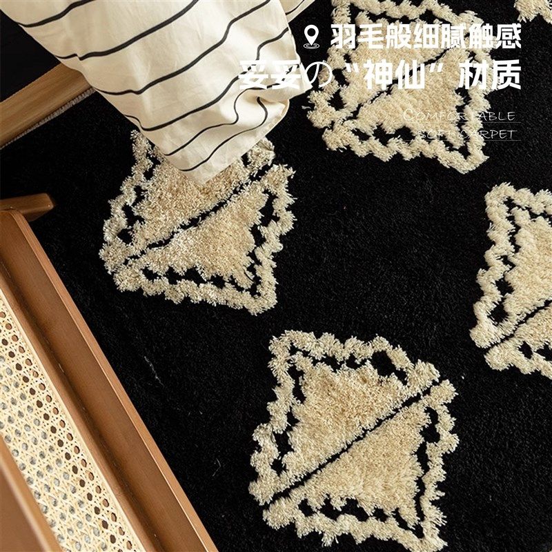 织己织物中古风植绒卧室客厅卧室装饰垫床边毯加厚地垫客厅地毯,居家布艺,床边毯,淘宝优惠券,粉丝福利购,淘宝优惠卷