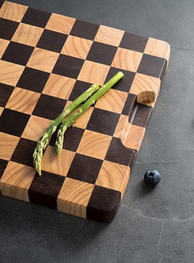 ill.F橡胶木棋盘格菜板家用实木水果粘板砧板水果板