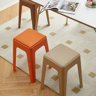 软包家用叠放备用加厚塑料方凳高板凳承重注塑桌椅子