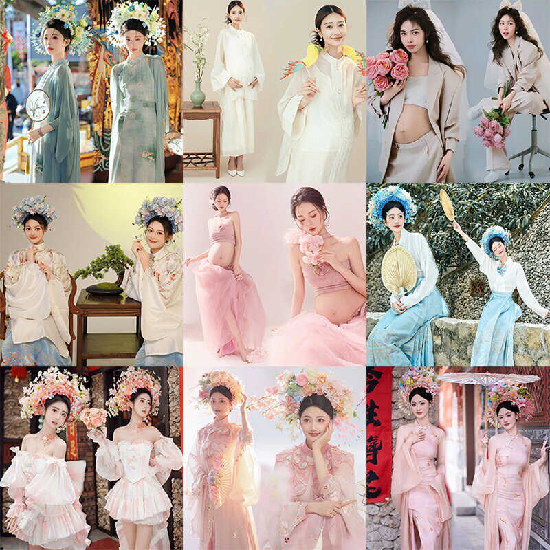 孕妇照衣服影楼主题时尚个性慵懒风小清新套装大肚妈咪孕味照摄影