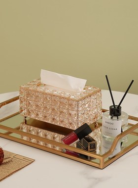 现代简约镜面金属茶几托盘金边收纳盘摆件首饰盘客厅玄关酒店装饰