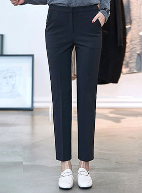 2021新款小直筒白色裤子女高腰显瘦垂感韩M版时尚休闲西装长裤秋