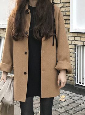 赫本风毛呢外套女冬季新款韩版洋气小个子呢子大衣宽松学生上衣服