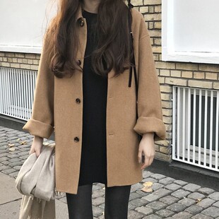 赫本风毛呢外套女冬季新款韩版洋气小个子呢子大衣宽松学生上衣服
