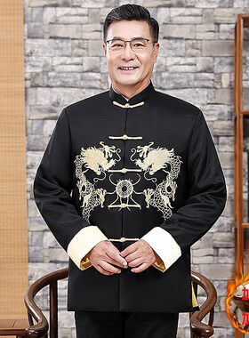 爷爷奶奶情侣装过年加厚棉衣老人过寿生日唐装男祝寿衣服结婚礼服