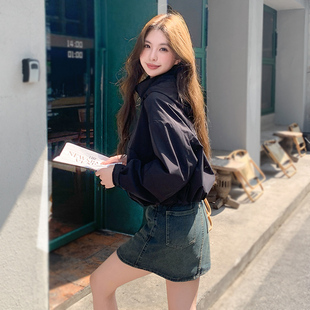 女士小个子休闲百搭女款 短款 秋冬冲锋衣 春秋季 黑色外套女2024新款