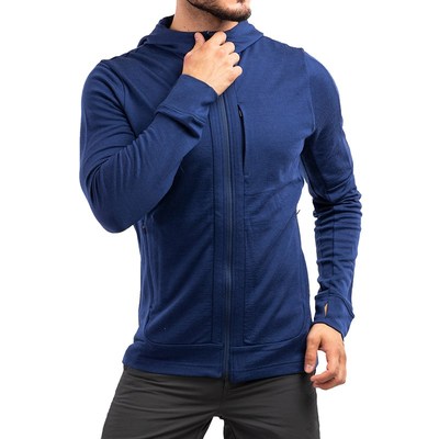 男款秋冬美利奴羊毛户外休闲衣连帽E保暖美丽诺徒步登山速干爬山