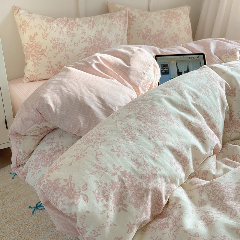 床上用品纯棉四件套2025新款全棉被套被罩床笠床单学生宿舍三件套