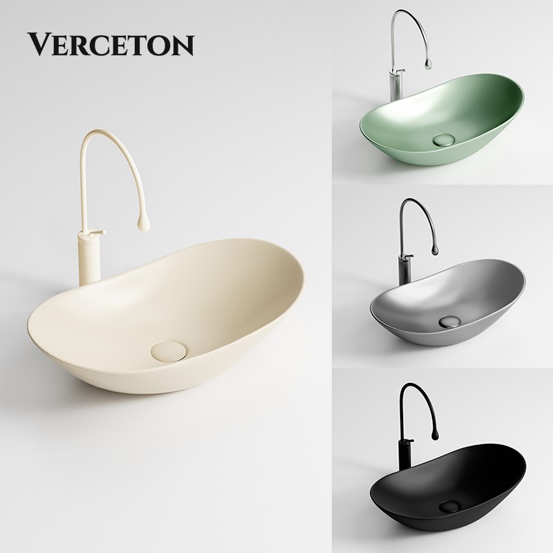 奶油风彩色台上盆元宝形艺术盆酒店民宿陶瓷一体洗手洗脸台盆单盆