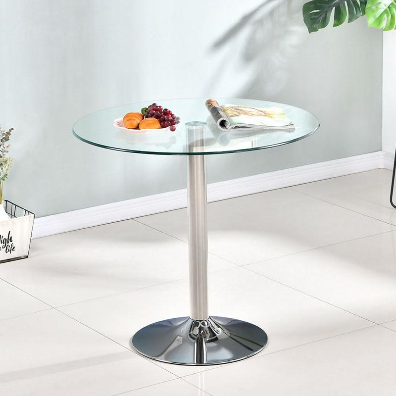 休闲洽谈桌现代简约小户型简易接待圆形玻璃桌经济型独腿待客餐桌