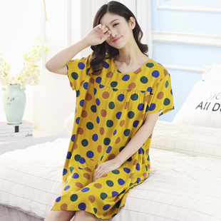 绵绸连衣裙 家居服薄款 中老年睡衣女春夏季 纯棉妈妈棉绸睡裙加大码