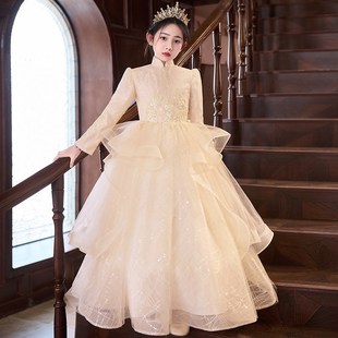 女童春款轻奢小众高端礼服连衣裙儿童钢琴演出服女孩生日公主裙子