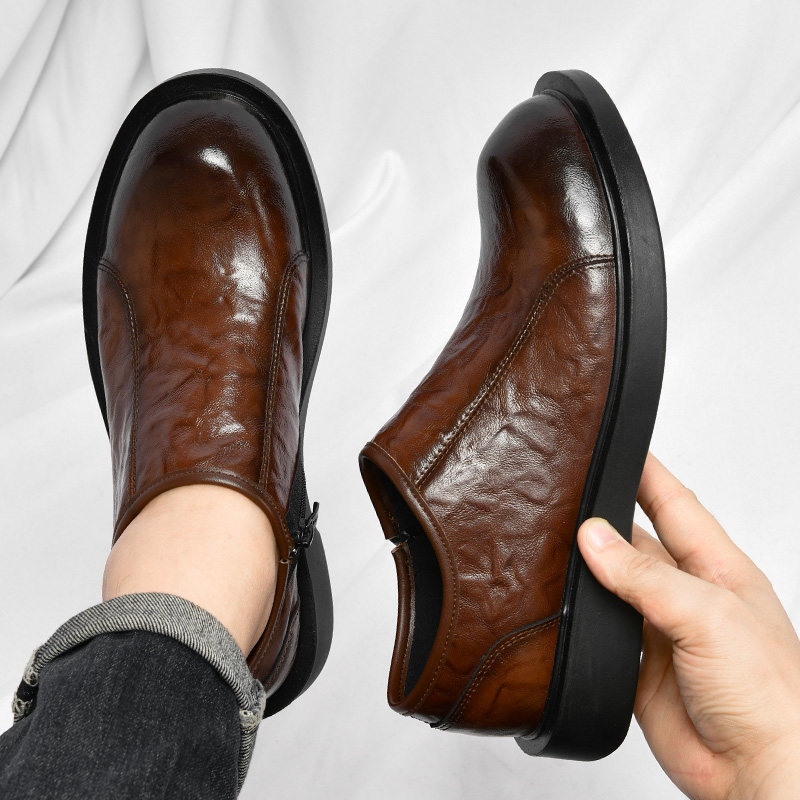 商务皮鞋男款休闲秋季软面真皮加绒英伦风潮牌西装鞋子男士新郎鞋,流行男鞋,休闲皮鞋,淘宝优惠券,粉丝福利购,淘宝优惠卷